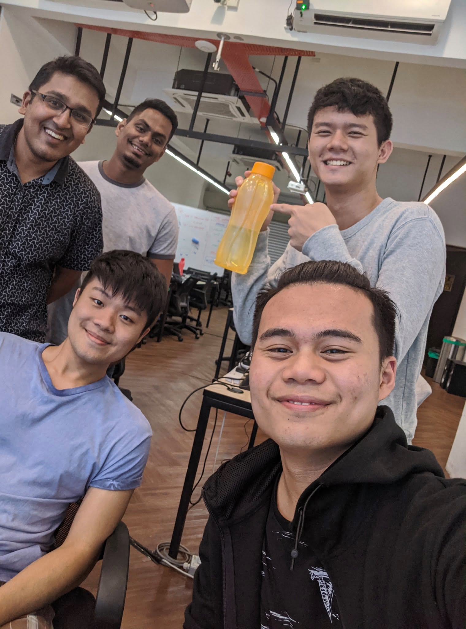 Lab selfie with teammates