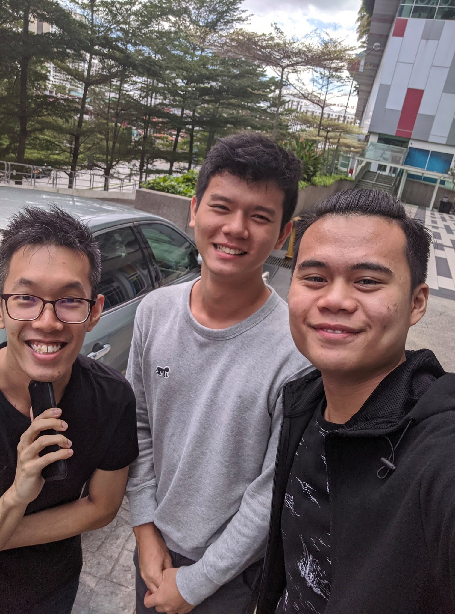 Outdoor selfie with friends